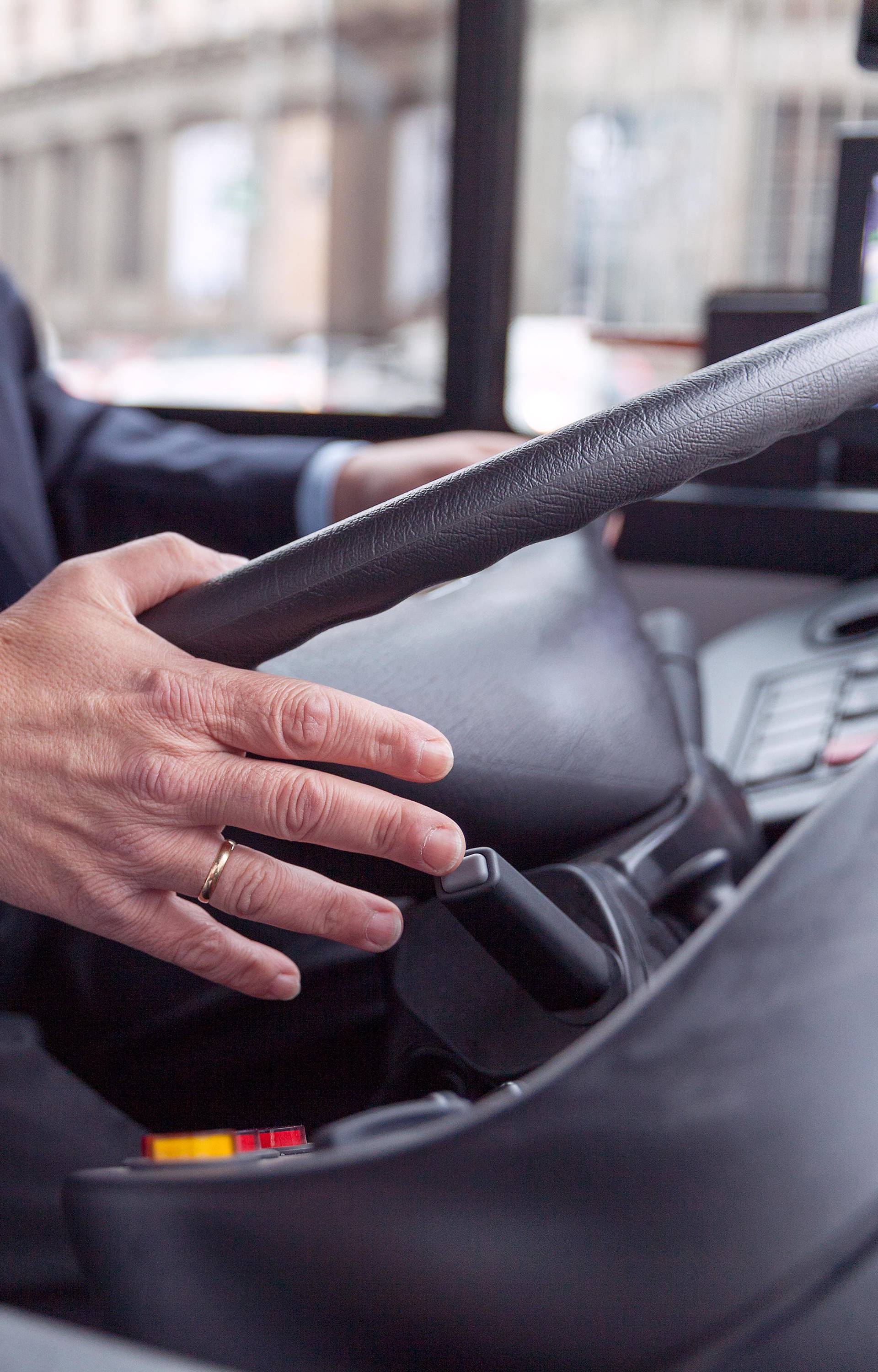 Close up of bus driver