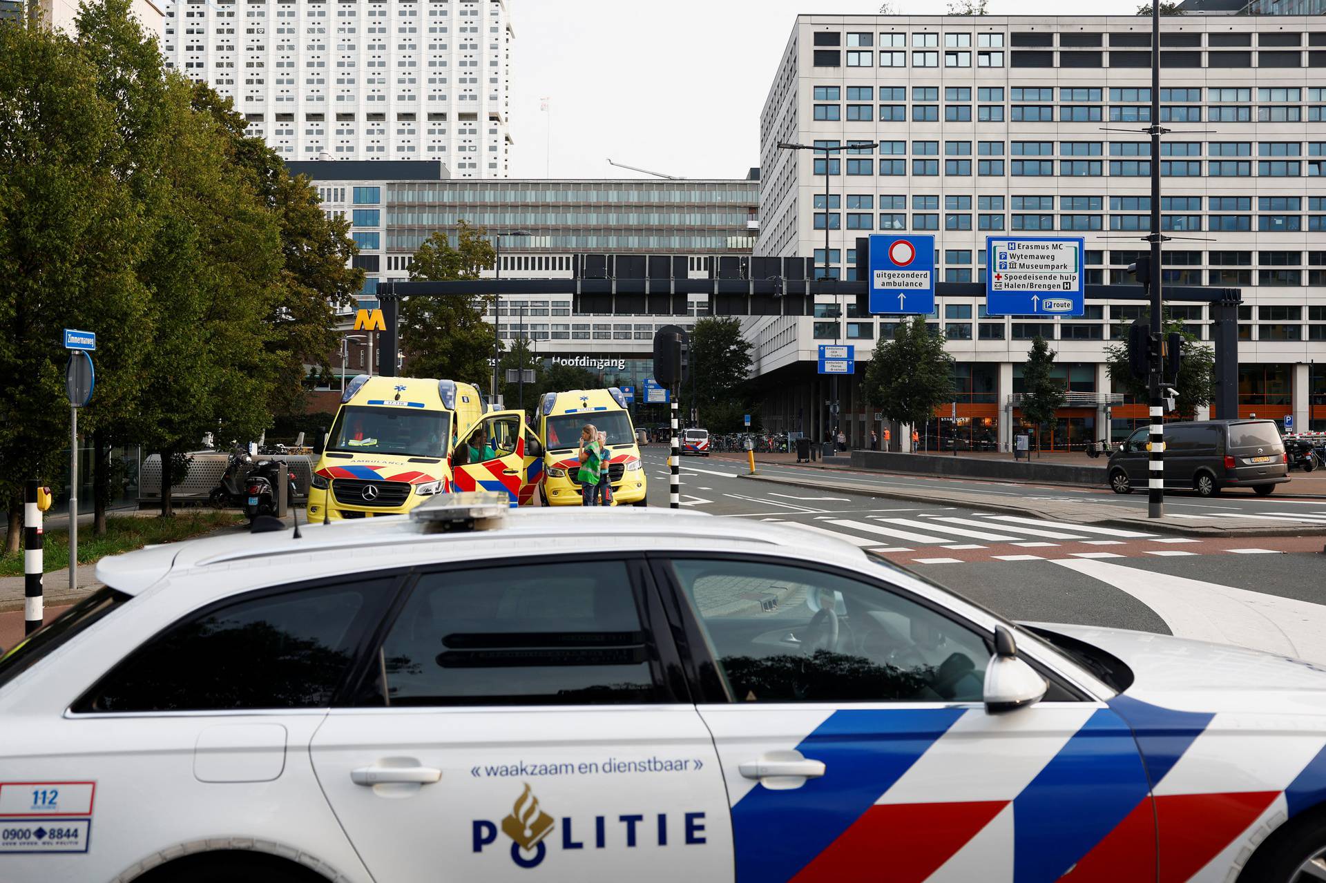 Scenes after Dutch police arrested a suspect after a shooting in Rotterdam