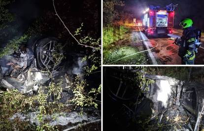 ČUDO NA KRKU Pogledajte što je preživio mladić! Autom sletio  s ceste, prevrnuo se i zapalio!