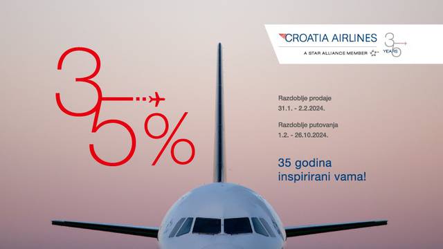 35 % popusta povodom 35 godina Croatia Airlinesa!