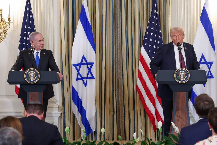 U.S. President Trump meets Israeli PM Netanyahu at the White House in Washington