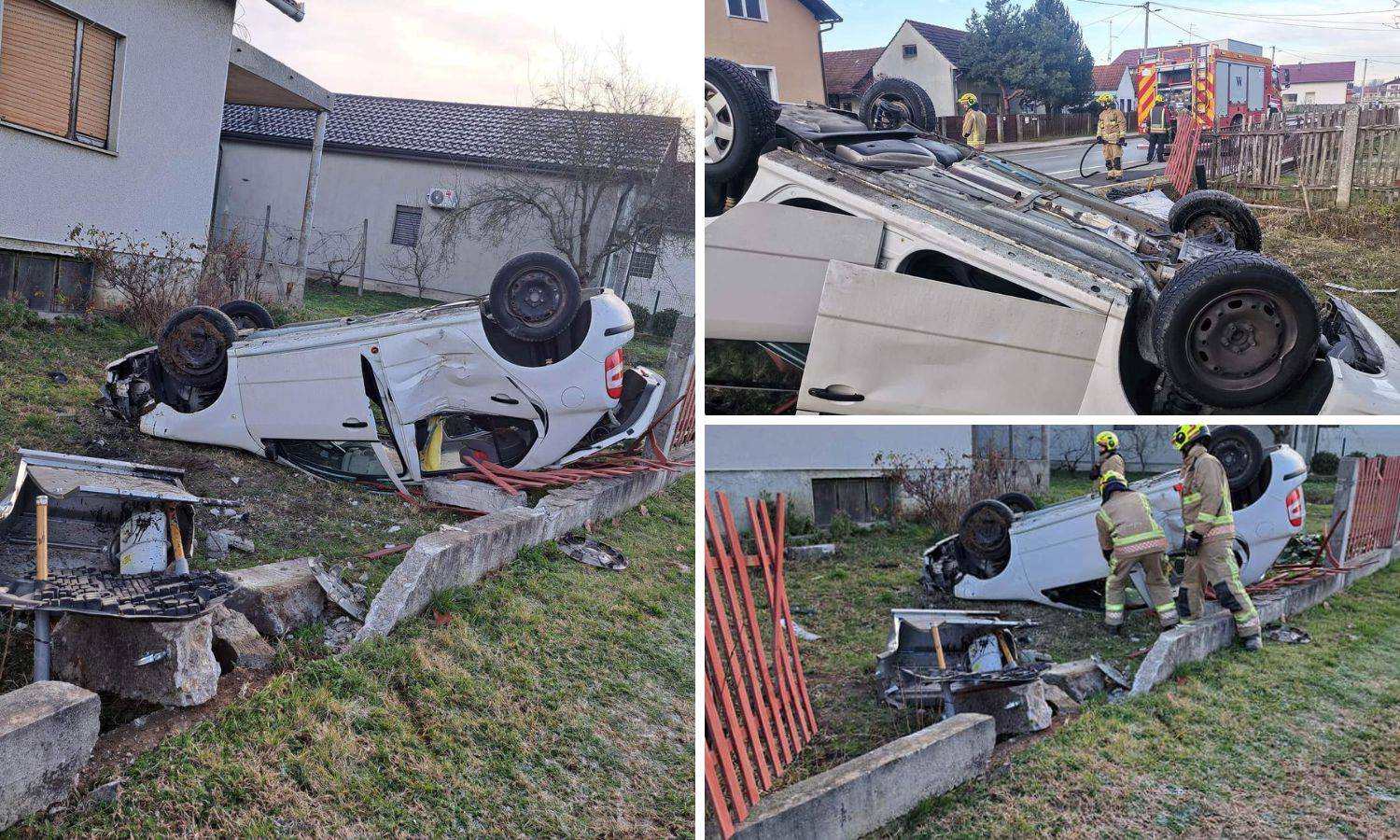 Teška nesreća kraj Ludbrega: Auto sletio na krov u dvorište, ozlijeđeni žena (34) i dijete