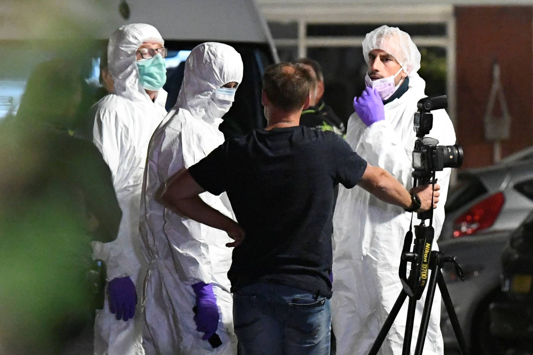 Forensic technicians are seen following a shooting in Dordrecht