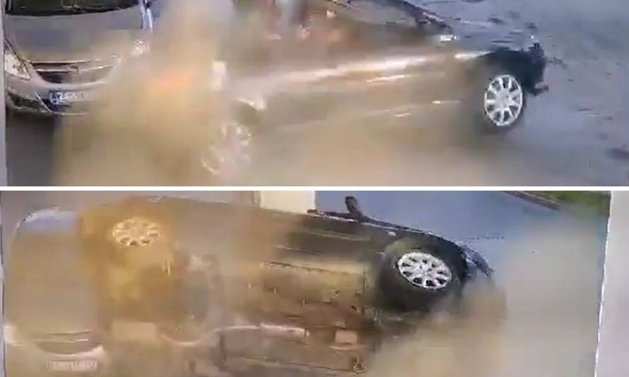 NEVJEROJATNA SNIMKA: Pijan u Koprivnici udario u benzinsku, automobil se skoro prevrnuo