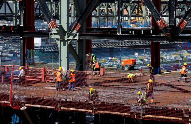 General view as construction work continues on Camp Nou in Barcelona