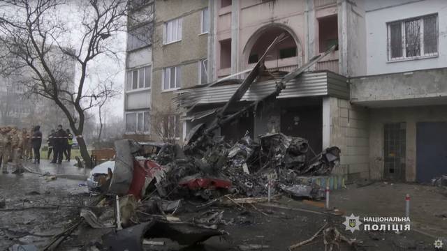 Site of a helicopter crash in Brovary