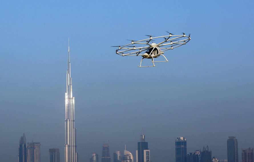 The flying taxi is seen in Dubai