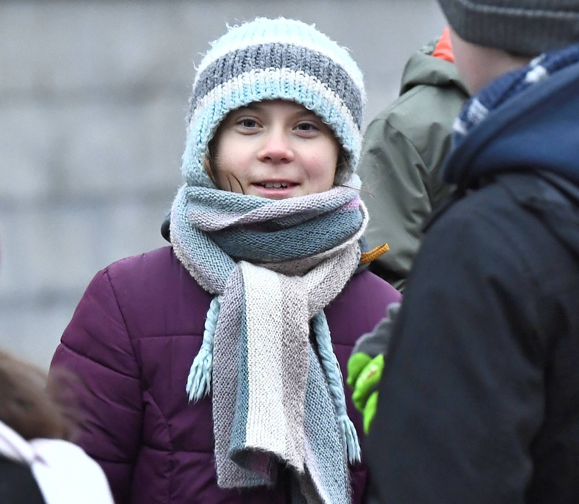 Swedish environmental activist Greta Thunberg celebrates her 17th birthday by attending the weekly "Fridays For Future" climate strike outside the Swedish parliament Riksdagen in Stockholm