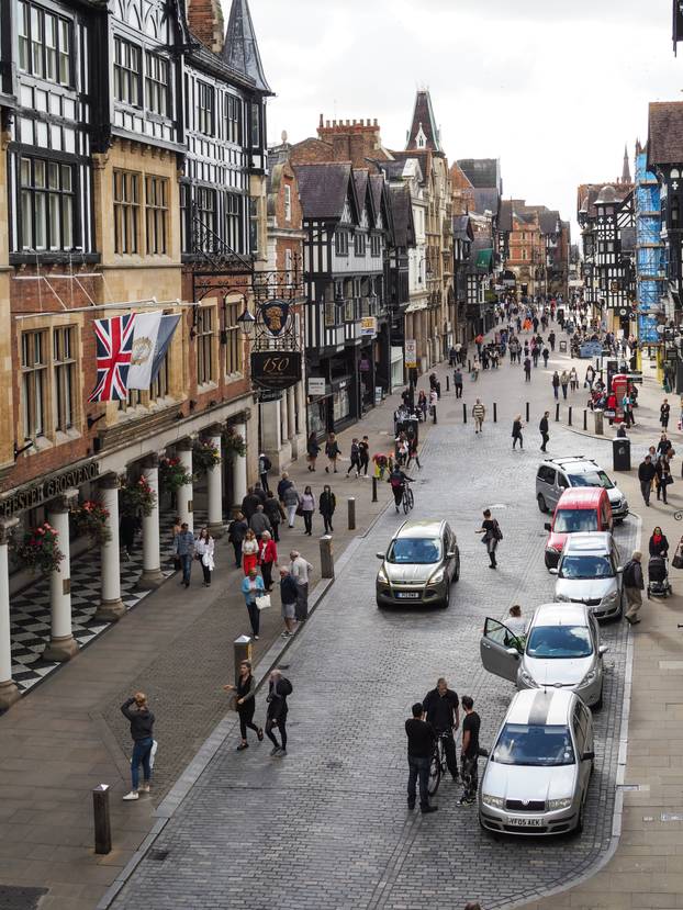 People Shopping in Chester City Centre