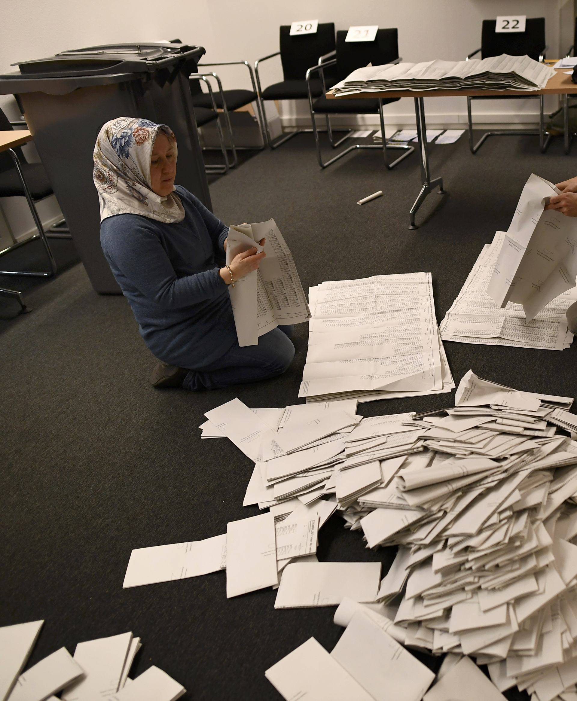 Ballots are counted after polling stations close in The Hague