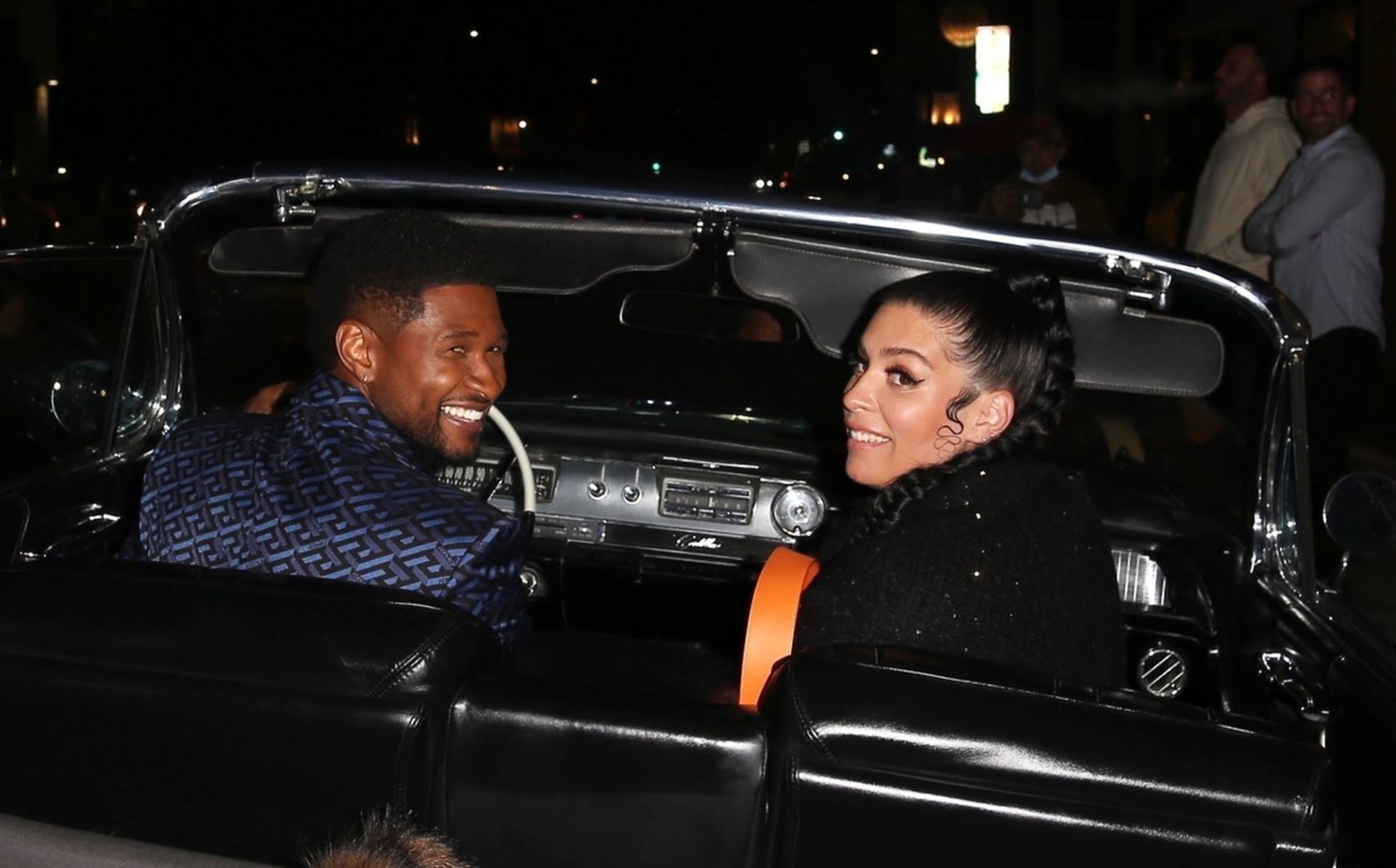 *EXCLUSIVE* Usher and his pregnant girlfriend Jennifer Goicoechea grab dinner at Nobu after hosting the iHeartRadio Music Awards