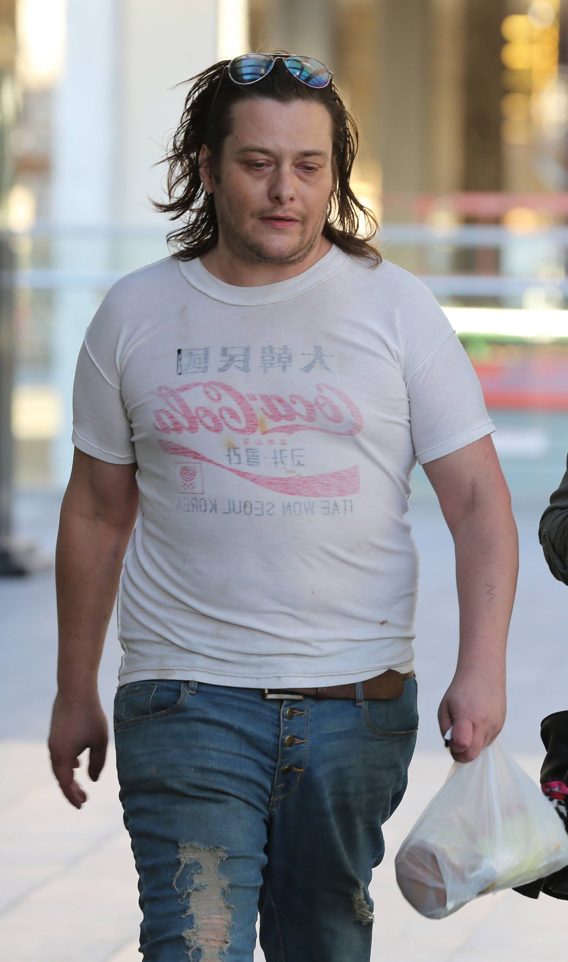 *EXCLUSIVE* Edward Furlong looks worse for wear during a shopping mall trip