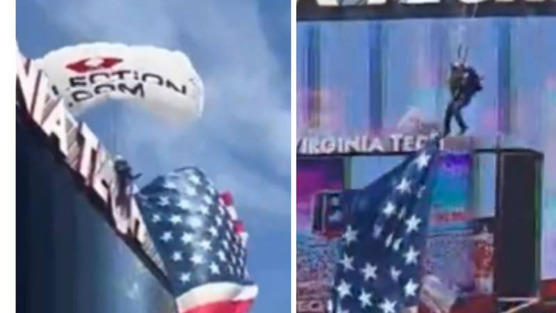 VIDEO Najluđi ulazak na stadion ikad: Padobranac se zabio u zid semafora i šokirao sve navijače