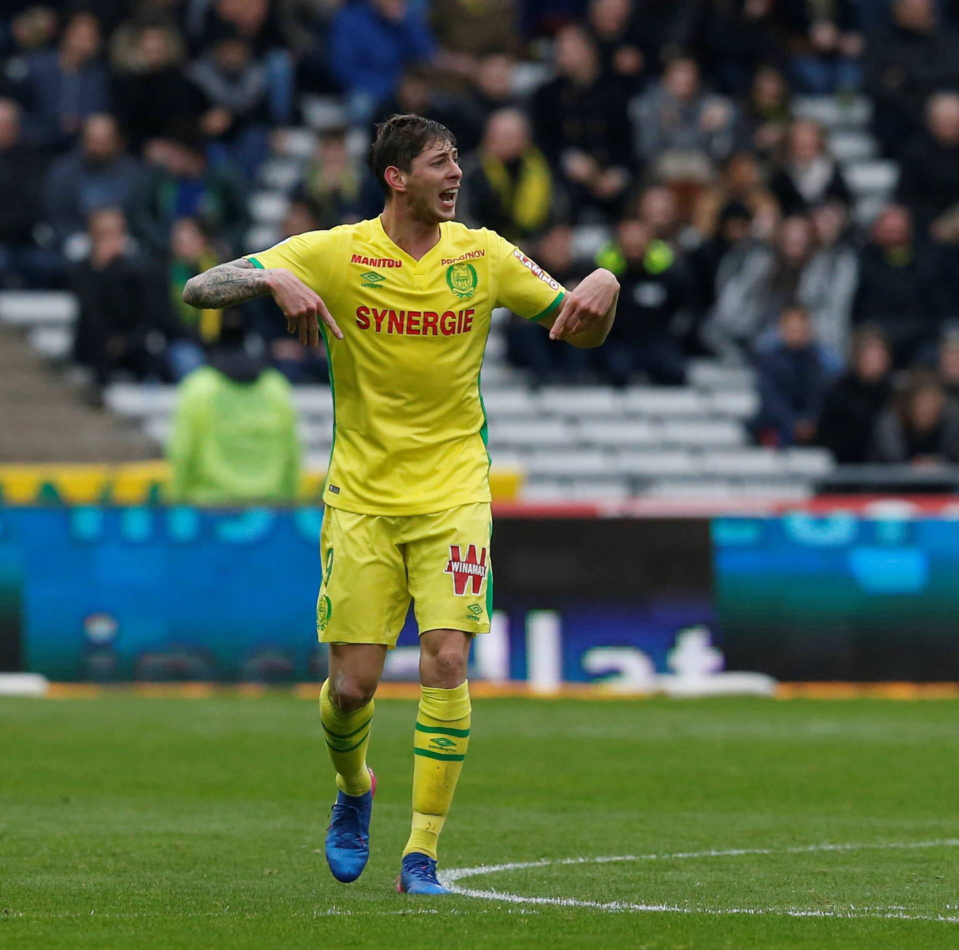 Nantes' Emiliano Sala reacts