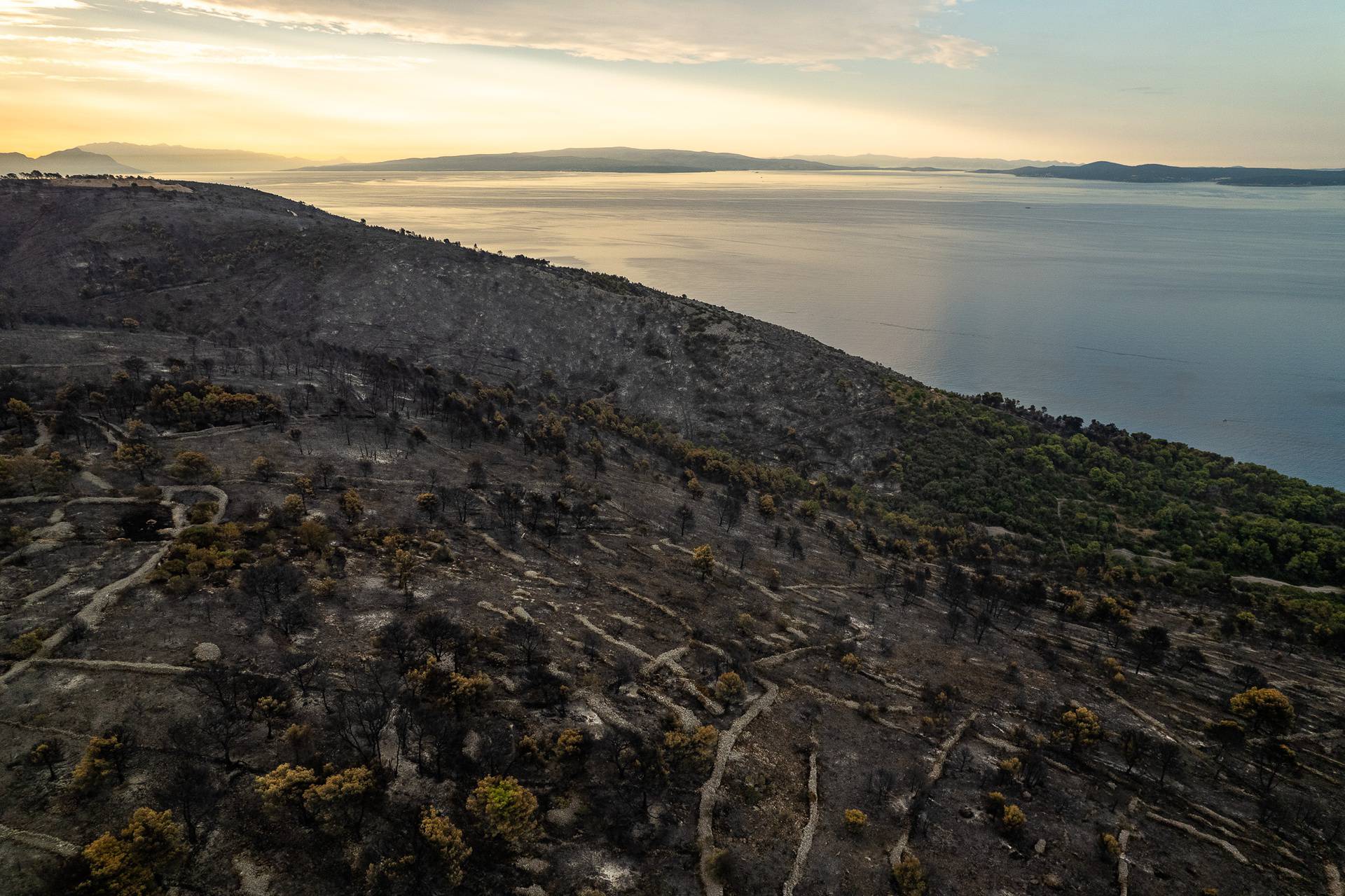 FOTO Otok Čiovo nakon požara, crnilo i pustoš: 'Ove snimke su upozorenje da se to ne ponovi'