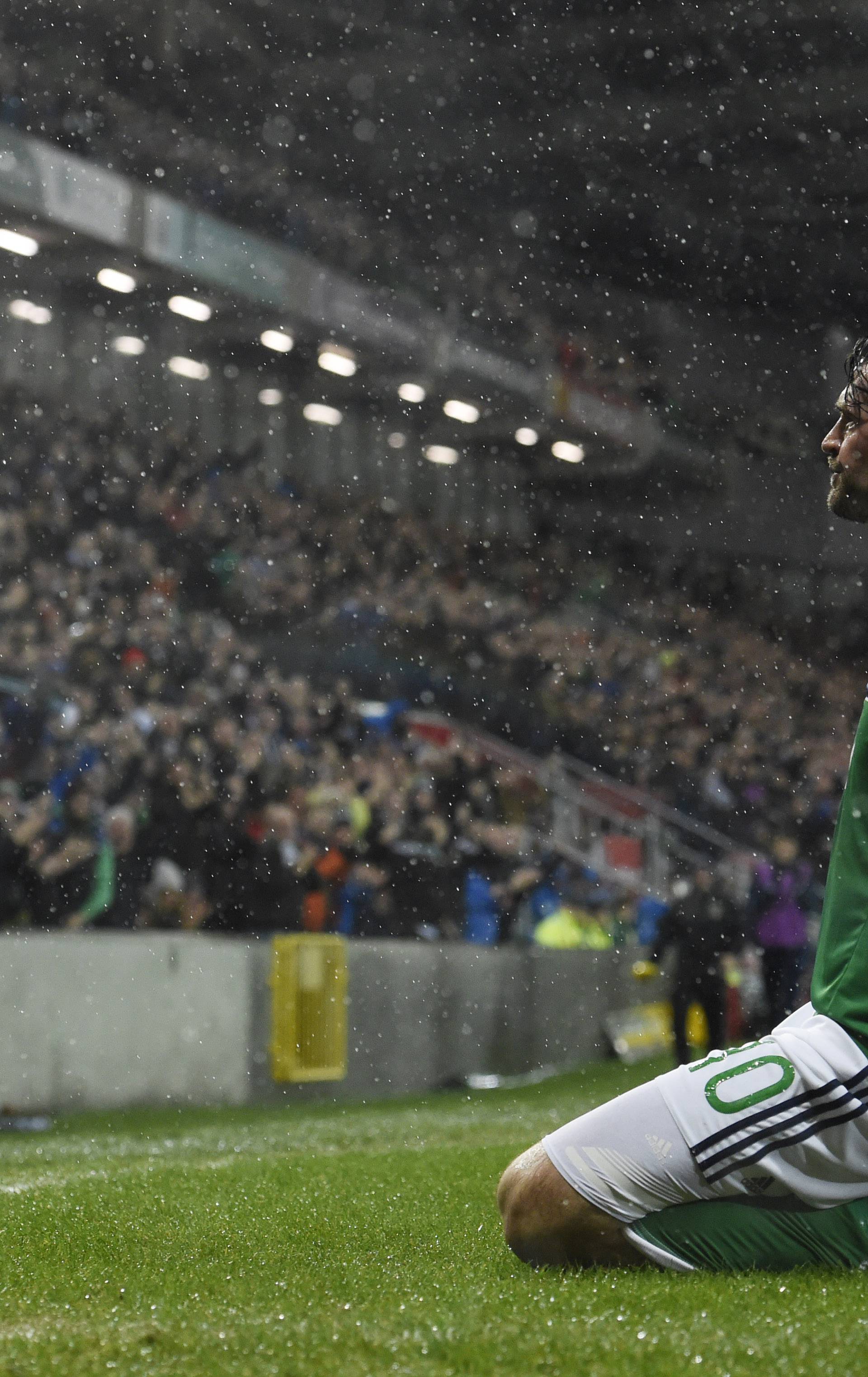 Northern Ireland's Kyle Lafferty celebrates scoring their first goal