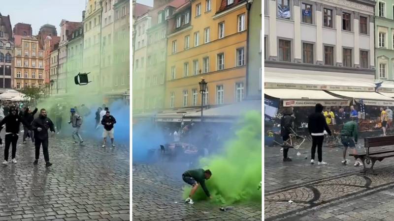 Video Hooligans demolished the city ahead of the Conference League final. Flying chairs and smoke bombs …