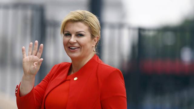 Croatia's President Grabar-Kitarovic arrives for the NATO Summit in Warsaw