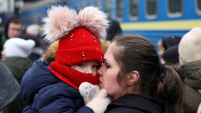 Refugees flee Russia's invasion of Ukraine, in Lviv