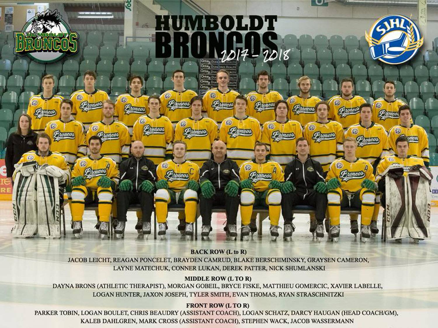 The 2017-2018 Humboldt Broncos Saskatchewan Junior Hockey League team is pictured in this handout photo