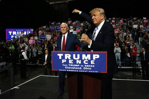 Trump and Pence hold a campaign rally in Cleveland, Ohio