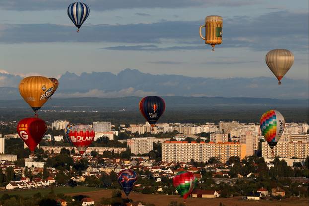 Hot air balloon fiesta above Hradec Kralove city
