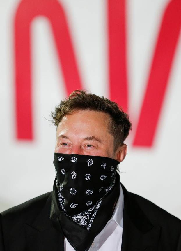 SpaceX founder Elon Musk arrives for the boarding of the SpaceX Falcon 9 rocket with the Crew Dragon capsule, in Cape Canaveral