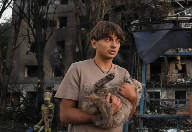 Aftermath of a Russian drone and missile strike in Zaporizhzhia