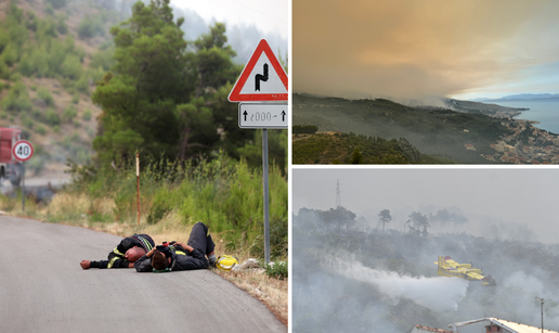 FOTO Teška noć u Tučepima: Umorni vatrogasci leže na cesti, vatra zahvatila kuće, ranč...