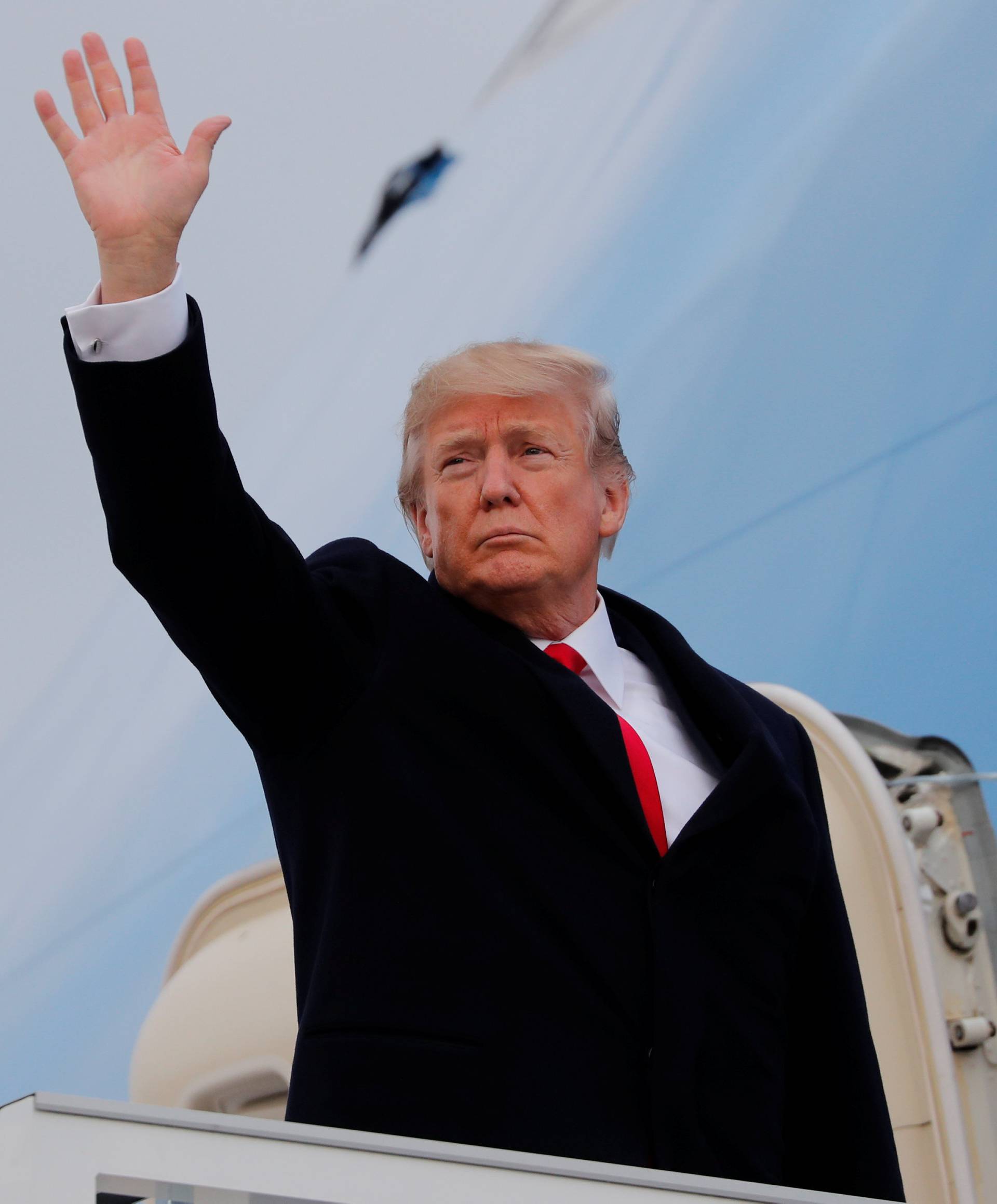 U.S. President Trump departs after the World Economic Forum annual meeting in Davos