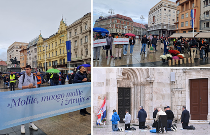 FOTO Molitelji za 'duhovni autoritet' okupili se na kišnom Trgu, bili su i kontraprosvjednici