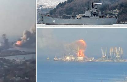 VIDEO Ukrajinci uništili ruski brod koji može prevoziti do 20 tenkova i 1500 tona opreme
