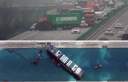 I Kinezi imaju svoju blokadu: Kamion s velikim natpisom Evergreen blokirao autoput