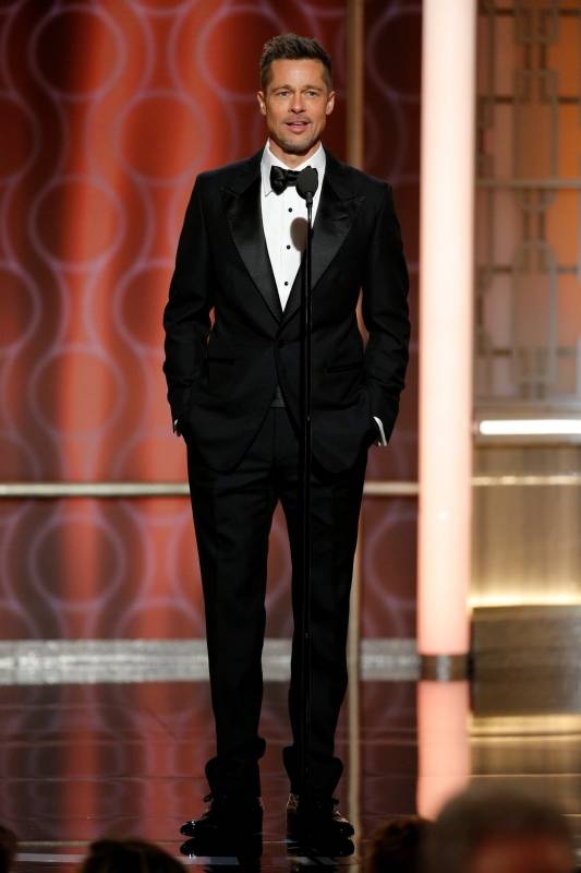 Brad Pitt presents during the 74th Annual Golden Globe Awards show in Beverly Hills