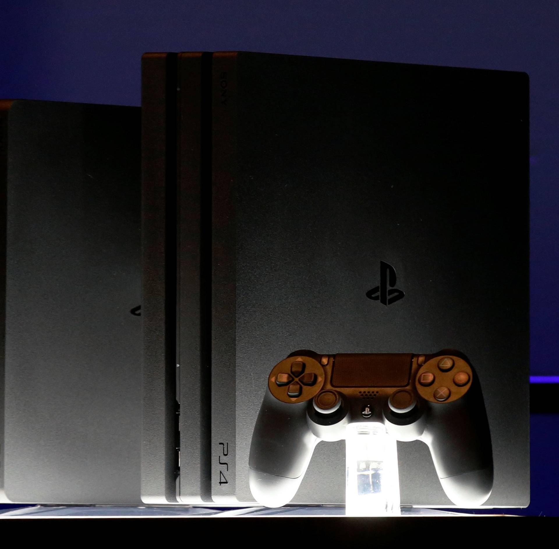 A Sony PlayStation 4 Pro is displayed during a launch event in New York