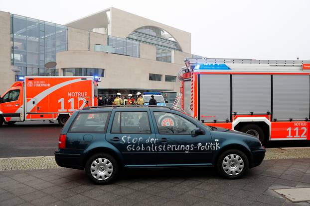 Car crashed into the gate of the office of German Chancellor Angela Merkel in Berlin