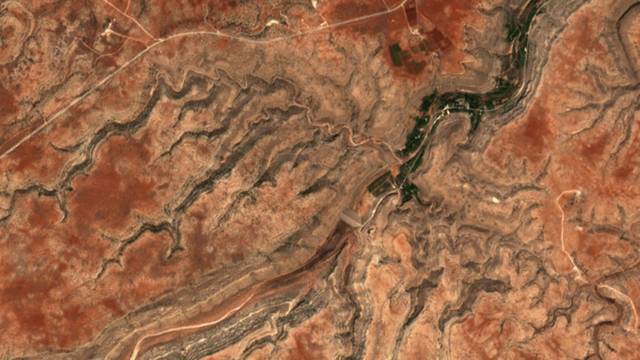 A satellite view of a dam in south of Derna