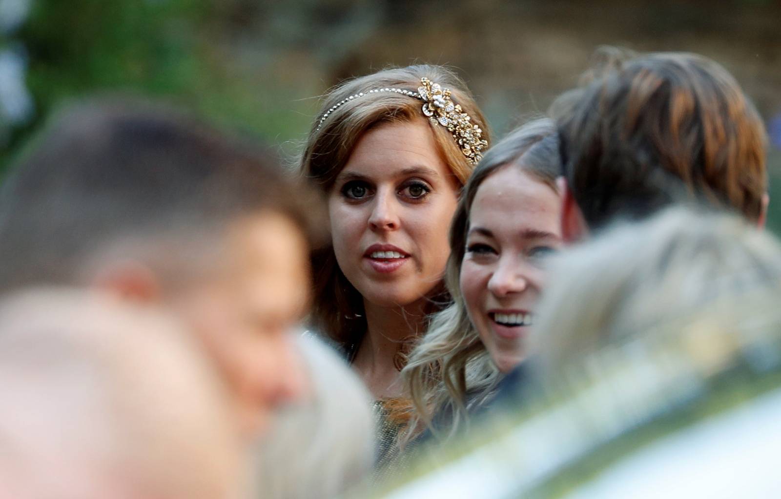 Princess Beatrice of York arrives to attend the wedding of fashion designer Misha Nonoo at Villa Aurelia in Rome