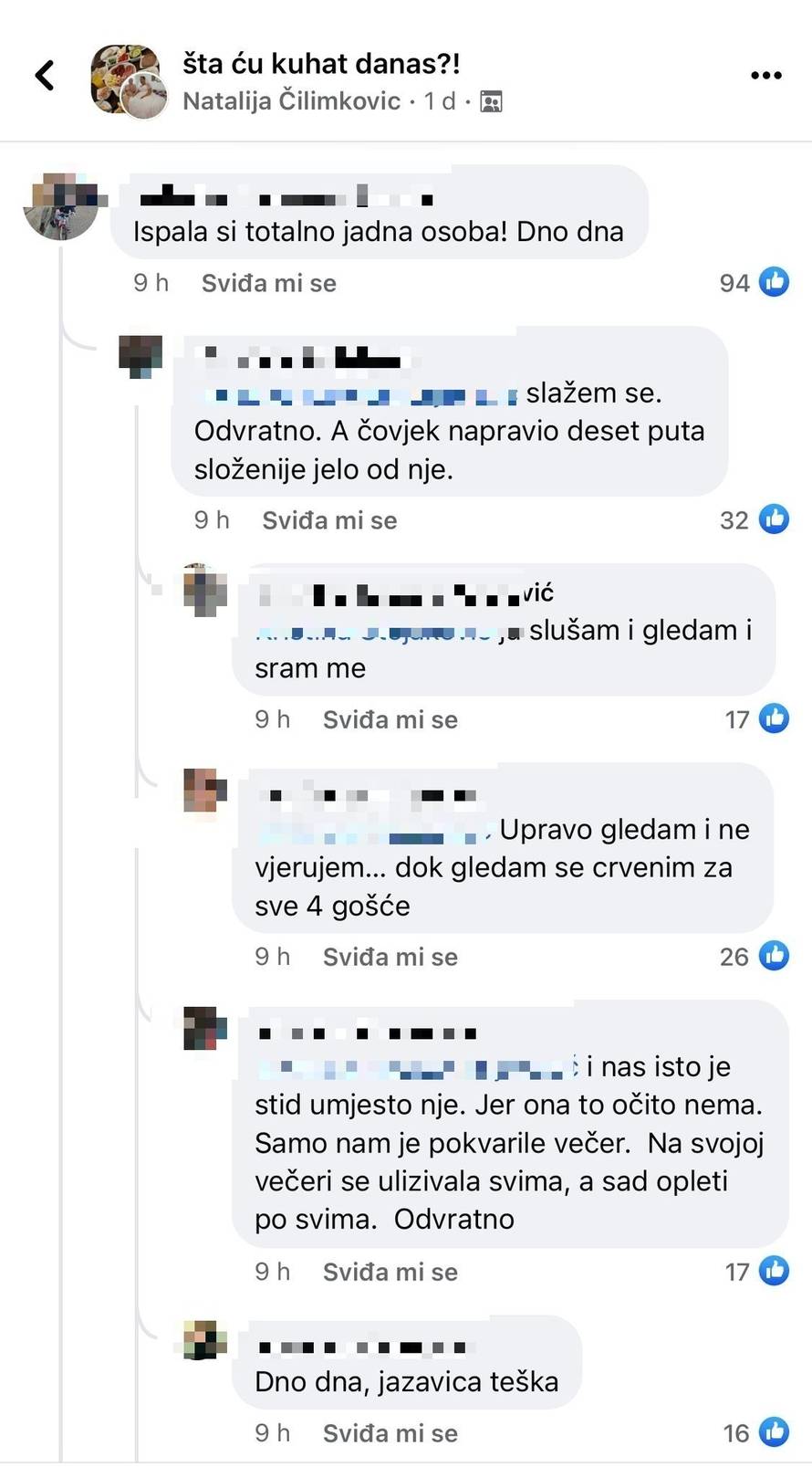 Natalija iz 'Večere' hvalila se jelima pa je napali: Bezobrazna si i nekulturna, sram me gledati