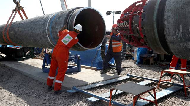 FILE PHOTO: Workers are seen at the construction site of the Nord Stream 2 gas pipeline in Russia
