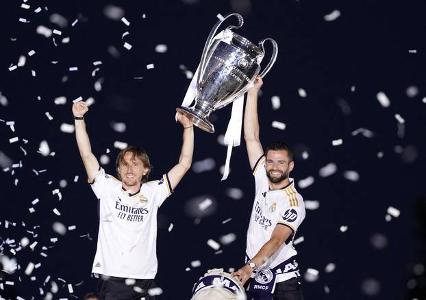 Real Madrid celebrate winning the Champions League