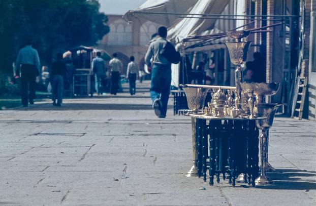 Street scenes in the Naqshe Jahan Square of Isfahan as it was in 1978. The square was developed by Shah Abbas in the 16th century as a meeting place and is the location of many of Isfahan,s fine buildings.