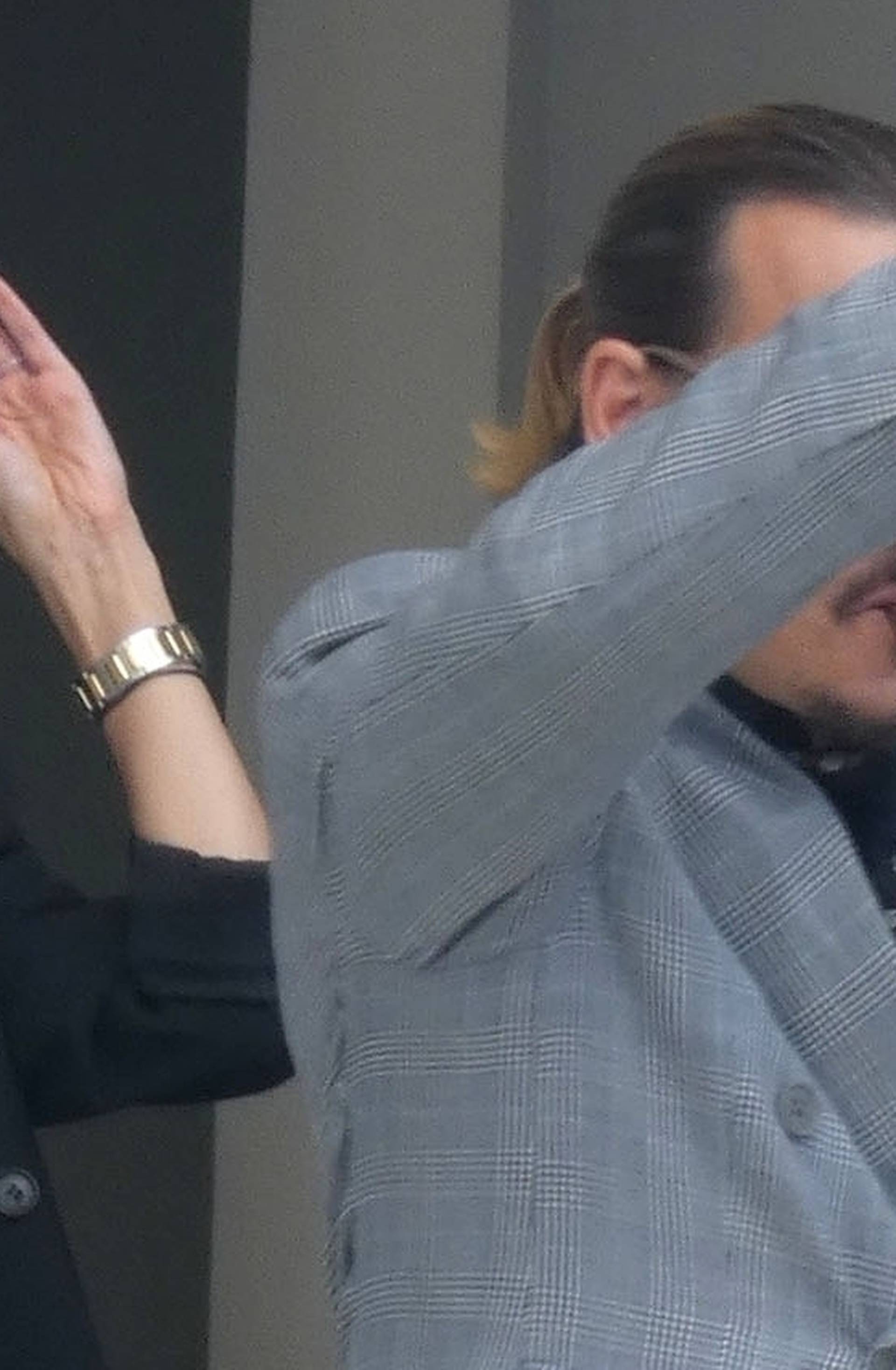 Johnny Depp made his way to the back of the court house for his routine smoke and joined by his UK Lawyer, Joelle Rich during the Johnny Depp vs Amber Heard Trial.