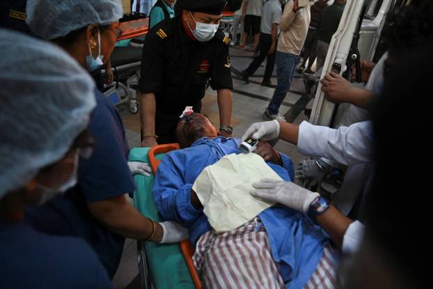 Nandu Ghale Gharti is rushed to the trauma centre of Bir Hospital in Kathmandu