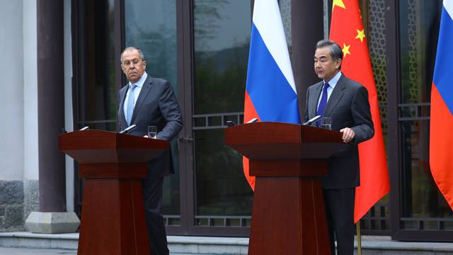 Russia's Foreign Minister Sergei Lavrov meets with China's State Councilor Wang Yi in Guilin