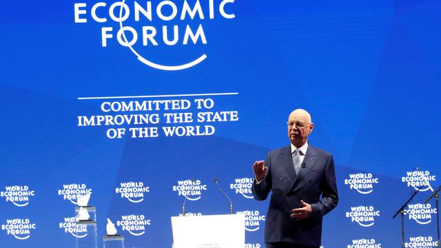 Klaus Schwab, Founder and Executive Chairman of the WEF, speaks during the opening session of the World Economic Forum (WEF) annual meeting in Davos
