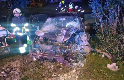 FOTO Nesreća kod Brestovca: Vatrogasci iz smrskanog auta izvukli ozlijeđenog vozača