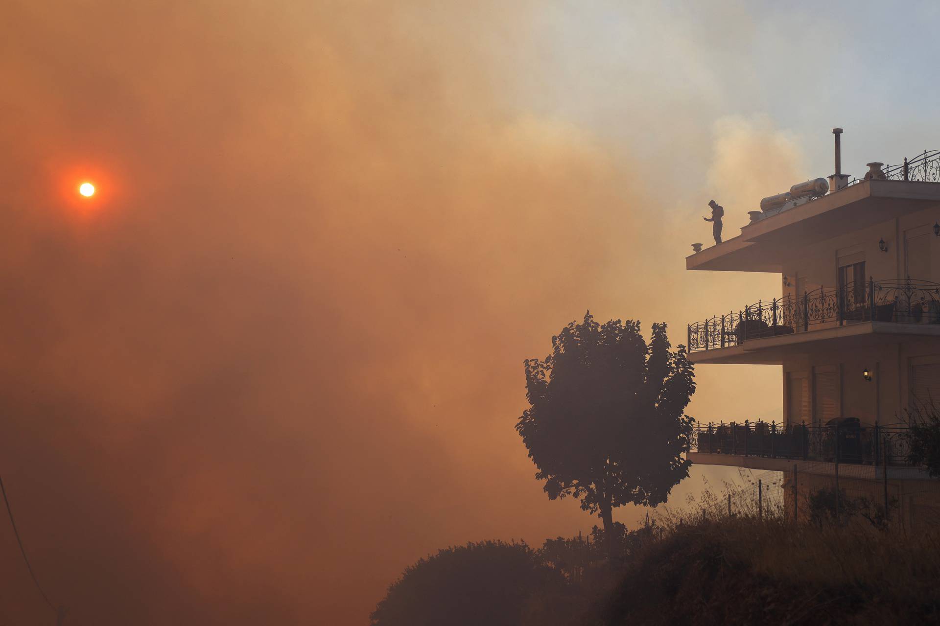 Wildfire burns near Athens