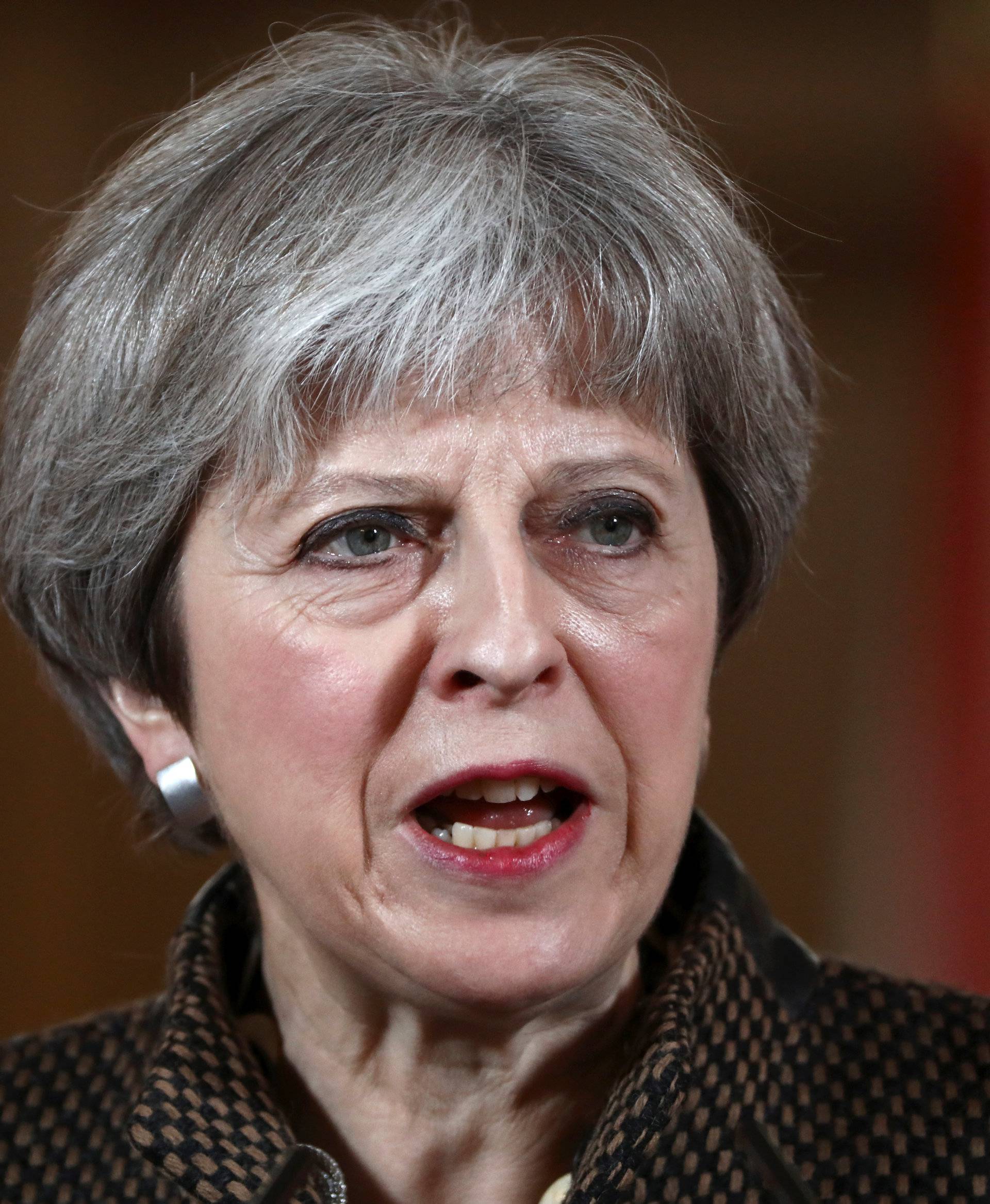 Britain's Prime Minister Theresa May attends a press conference in 10 Downing Street, London