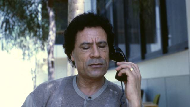 Muammar Gaddafi in garden, Bab al-Azizia, Tripoli, Libya